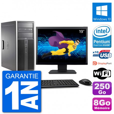 PC Tour HP 8200 Ecran 19" Intel G630 RAM 8Go Disque Dur 250Go Windows 10 Wifi