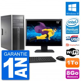 PC Tour HP 8200 Ecran 19" Intel G630 RAM 8Go Disque Dur 1To Windows 10 Wifi