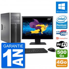 PC Tour HP 8200 Ecran 22" Intel G630 RAM 4Go Disque Dur 500Go Windows 10 Wifi