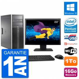PC Tour HP 8200 Ecran 22" Intel G630 RAM 16Go Disque Dur 1To Windows 10 Wifi