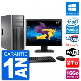 PC Tour HP 8200 Ecran 22" Intel G630 RAM 16Go Disque Dur 2To Windows 10 Wifi