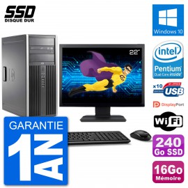 PC Tour HP 8200 Ecran 22" Intel G630 RAM 16Go SSD 240Go Windows 10 Wifi