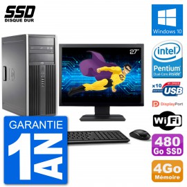 PC Tour HP 8200 Ecran 27" Intel G630 RAM 4Go SSD 480Go Windows 10 Wifi