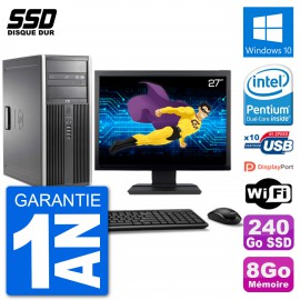 PC Tour HP 8200 Ecran 27" Intel G630 RAM 8Go SSD 240Go Windows 10 Wifi