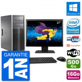 PC Tour HP 8200 Ecran 27" Intel G630 RAM 16Go Disque Dur 500Go Windows 10 Wifi