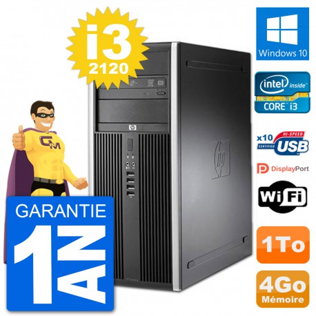 PC Tour HP 8200 Intel Core i3-2120 RAM 4Go Disque Dur 1To Windows 10 Wifi