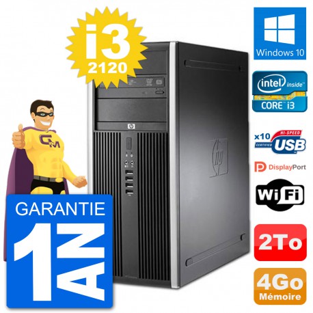 PC Tour HP 8200 Intel Core i3-2120 RAM 4Go Disque Dur 2To Windows 10 Wifi