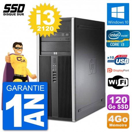 PC Tour HP 8200 Intel Core i3-2120 RAM 4Go SSD 120Go Windows 10 Wifi
