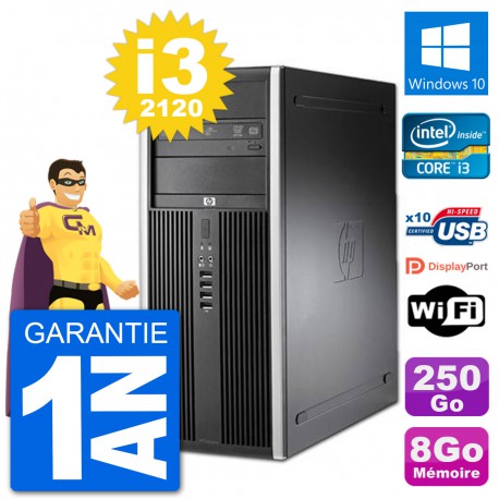 PC Tour HP 8200 Intel Core i3-2120 RAM 8Go Disque Dur 250Go Windows 10 Wifi
