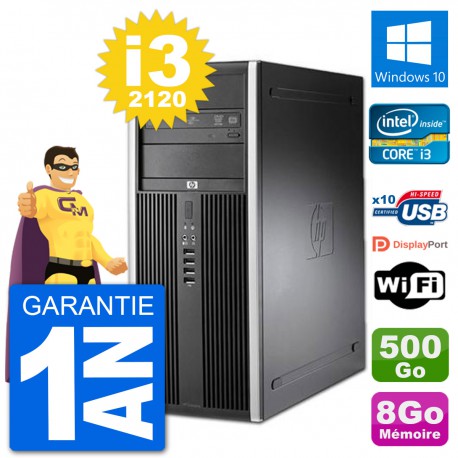 PC Tour HP 8200 Intel Core i3-2120 RAM 8Go Disque Dur 500Go Windows 10 Wifi