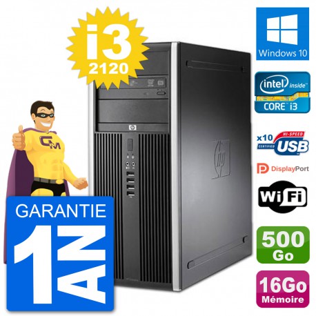 PC Tour HP 8200 Intel Core i3-2120 RAM 16Go Disque Dur 500Go Windows 10 Wifi