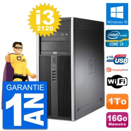 PC Tour HP 8200 Intel Core i3-2120 RAM 16Go Disque Dur 1To Windows 10 Wifi