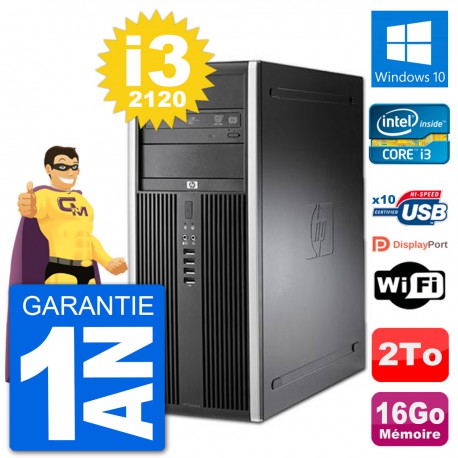 PC Tour HP 8200 Intel Core i3-2120 RAM 16Go Disque Dur 2To Windows 10 Wifi