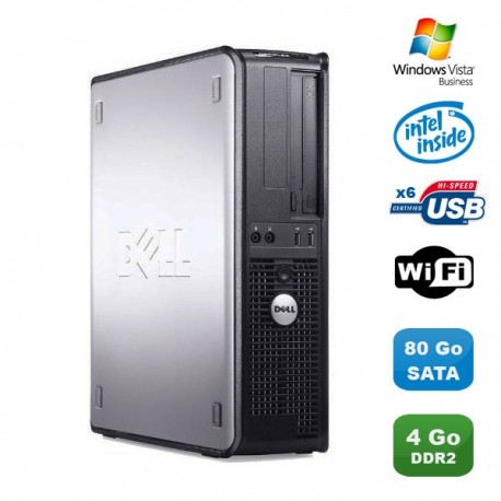 PC DELL Optiplex 360 DT Intel Dual Core 2GHz 4Go DDR2 WIFI 80Go Vista