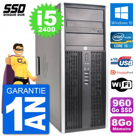 PC Tour HP 8200 Intel Core i5-2400 RAM 8Go SSD 960Go Windows 10 Wifi