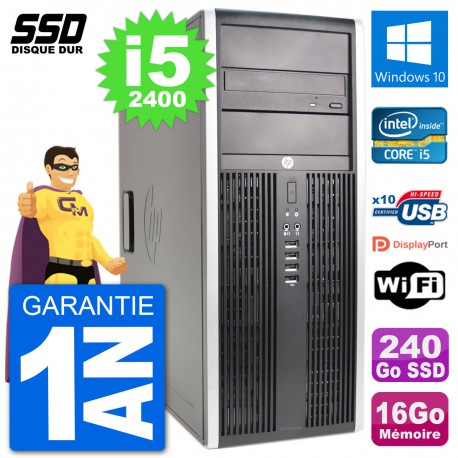 PC Tour HP 8200 Intel Core i5-2400 RAM 16Go SSD 240Go Windows 10 Wifi