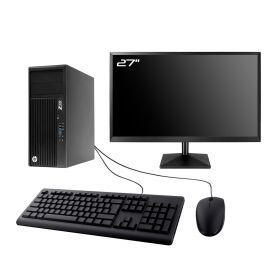 PC HP WorkStation Z230 Tour Ecran 27" Intel I5-4570 RAM 8Go SSD 480Go W11 Wifi