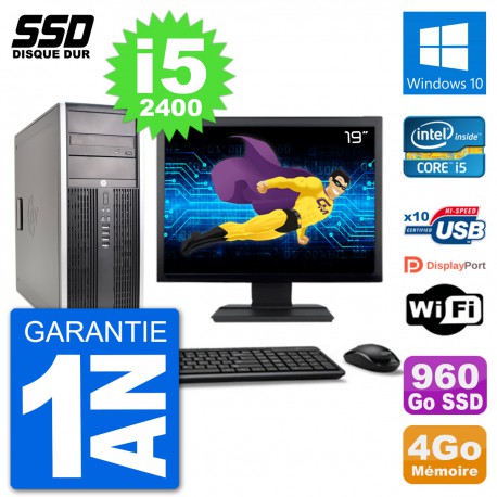 PC Tour HP 8200 Ecran 19" Intel Core i5-2400 RAM 4Go SSD 960Go Windows 10 Wifi