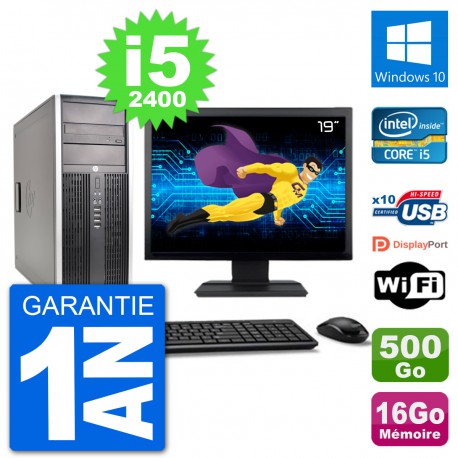PC Tour HP 8200 Ecran 19" Core i5-2400 RAM 16Go Disque 500Go Windows 10 Wifi