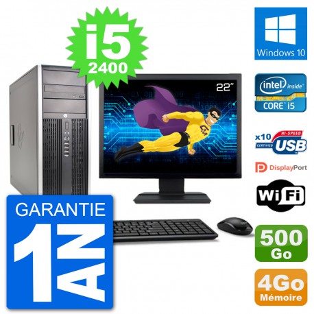 PC Tour HP 8200 Ecran 22" Core i5-2400 RAM 4Go Disque 500Go Windows 10 Wifi