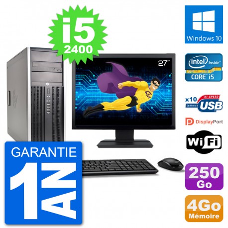 PC Tour HP 8200 Ecran 27" Core i5-2400 RAM 4Go Disque 250Go Windows 10 Wifi