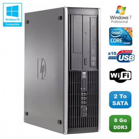 PC HP Compaq Elite 8200 SFF Intel Core i7-2600 3.4GHz 8Go 2To Graveur WIFI W7