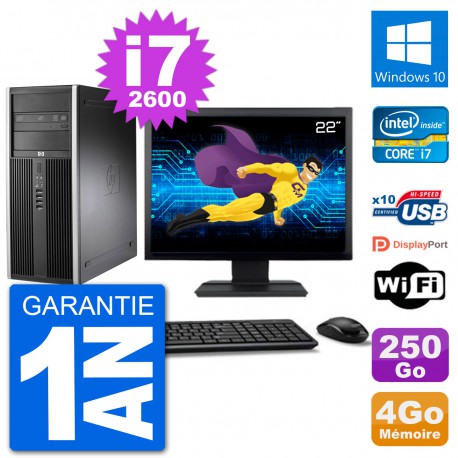 PC Tour HP 8200 Ecran 22" Core i7-2600 RAM 4Go Disque 250Go Windows 10 Wifi
