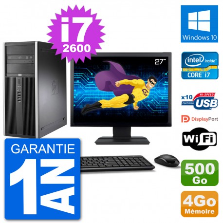 PC Tour HP 8200 Ecran 27" Core i7-2600 RAM 4Go Disque 500Go Windows 10 Wifi