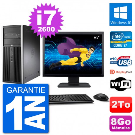 PC Tour HP 8200 Ecran 27" Intel Core i7-2600 RAM 8Go Disque 2To Windows 10 Wifi