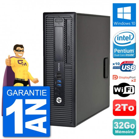 PC HP EliteDesk 800 G1 Intel G3220 RAM 32Go Disque Dur 2To Windows 10 Wifi