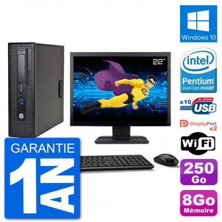 PC HP 800 G1 Ecran 22" Intel G3220 RAM 8Go Disque 250Go Windows 10 Wifi