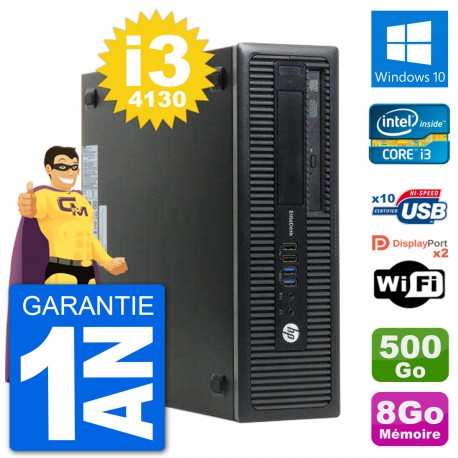 PC HP EliteDesk 800 G1 Core i3-4130 RAM 8Go Disque Dur 500Go Windows 10 Wifi