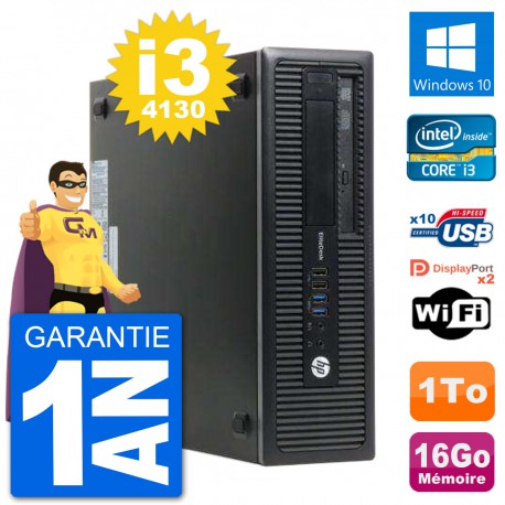 PC HP EliteDesk 800 G1 Core i3-4130 RAM 16Go Disque Dur 1To Windows 10 Wifi