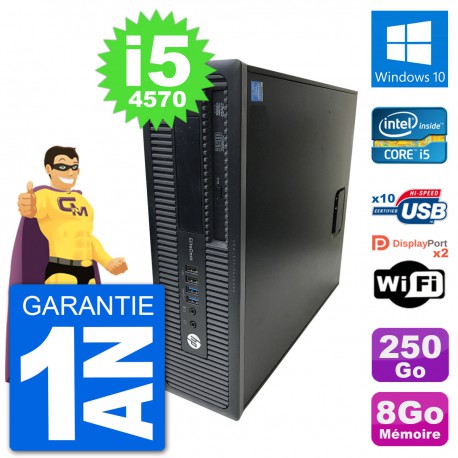 PC HP EliteDesk 800 G1 Core i5-4570 RAM 8Go Disque Dur 250Go Windows 10 Wifi