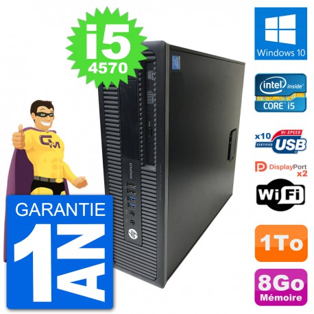PC HP EliteDesk 800 G1 Core i5-4570 RAM 8Go Disque Dur 1To Windows 10 Wifi