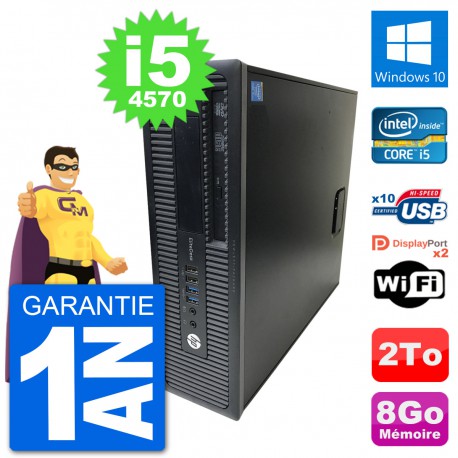 PC HP EliteDesk 800 G1 Core i5-4570 RAM 8Go Disque Dur 2To Windows 10 Wifi