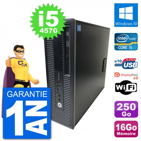 PC HP EliteDesk 800 G1 Core i5-4570 RAM 16Go Disque Dur 250Go Windows 10 Wifi