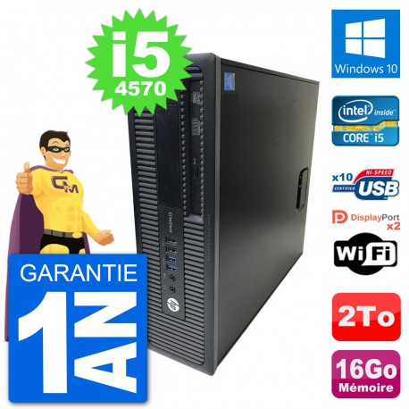 PC HP EliteDesk 800 G1 Core i5-4570 RAM 16Go Disque Dur 2To Windows 10 Wifi