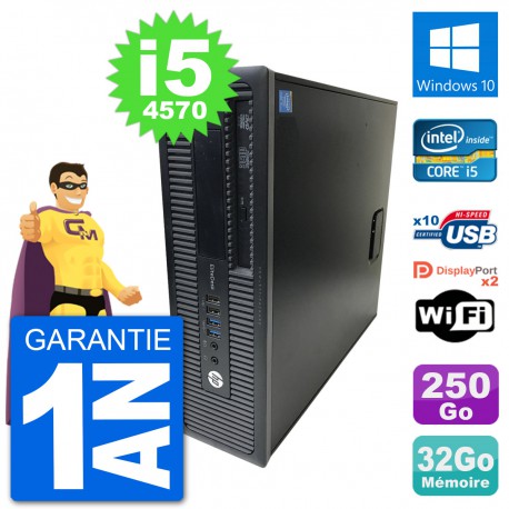 PC HP EliteDesk 800 G1 Core i5-4570 RAM 32Go Disque Dur 250Go Windows 10 Wifi