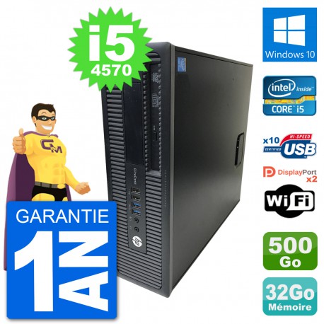 PC HP EliteDesk 800 G1 Core i5-4570 RAM 32Go Disque Dur 500Go Windows 10 Wifi