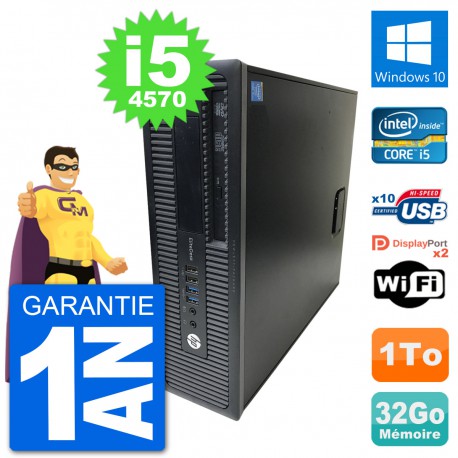 PC HP EliteDesk 800 G1 Core i5-4570 RAM 32Go Disque Dur 1To Windows 10 Wifi