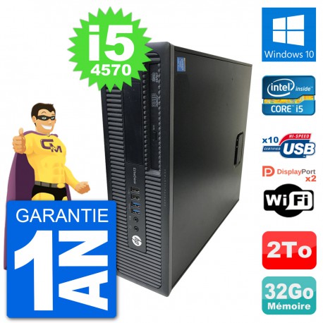PC HP EliteDesk 800 G1 Core i5-4570 RAM 32Go Disque Dur 2To Windows 10 Wifi