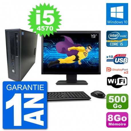 PC HP 800 G1 Ecran 19" Core i5-4570 RAM 8Go Disque 500Go Windows 10 Wifi