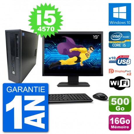 PC HP 800 G1 Ecran 19" Core i5-4570 RAM 16Go Disque 500Go Windows 10 Wifi