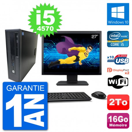 PC HP 800 G1 Ecran 27" Core i5-4570 RAM 16Go Disque 2To Windows 10 Wifi