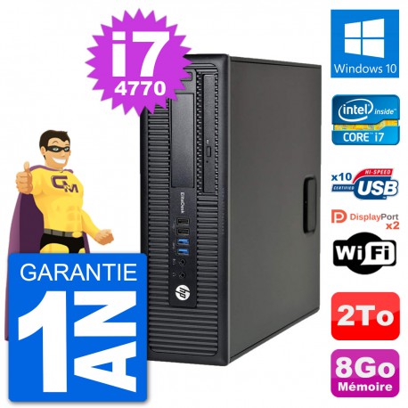 PC HP EliteDesk 800 G1 Core i7-4770 RAM 8Go Disque Dur 2To Windows 10 Wifi