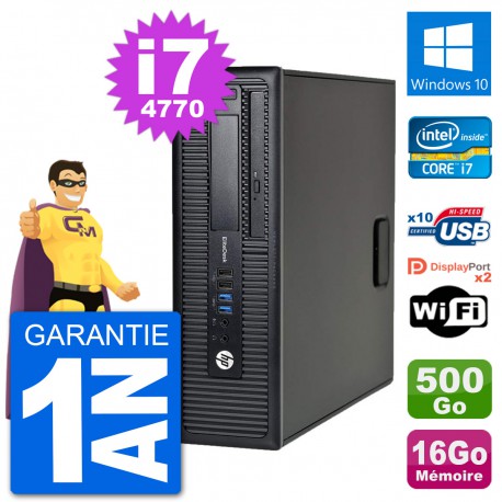 PC HP EliteDesk 800 G1 Core i7-4770 RAM 16Go Disque Dur 500Go Windows 10 Wifi