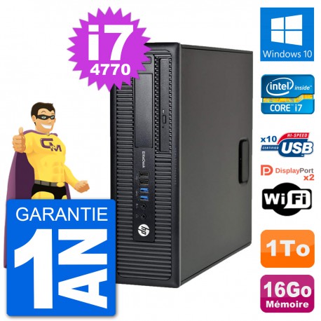 PC HP EliteDesk 800 G1 Core i7-4770 RAM 16Go Disque Dur 1To Windows 10 Wifi