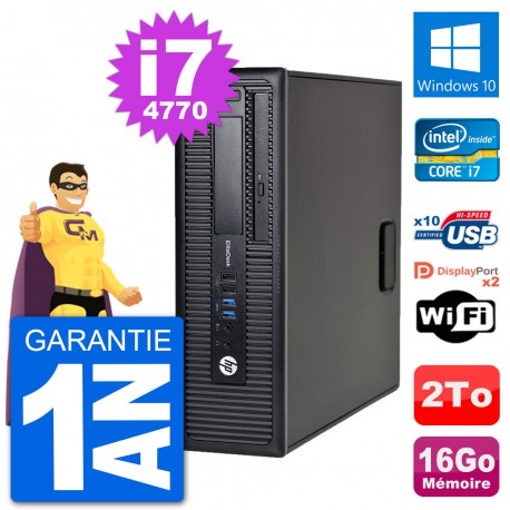 PC HP EliteDesk 800 G1 Core i7-4770 RAM 16Go Disque Dur 2To Windows 10 Wifi