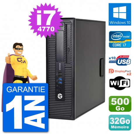 PC HP EliteDesk 800 G1 Core i7-4770 RAM 32Go Disque Dur 500Go Windows 10 Wifi